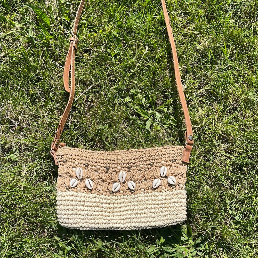 Handcrafted Beige and Tan Woven Bag